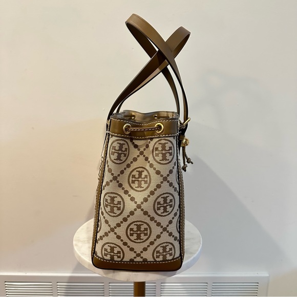 Tory Burch T Monogram Jacquard Small Tote - Hazelnut - Picture 4 of 13
